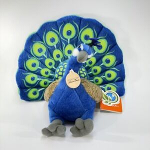 Wild Republic Detroit Zoo Peacock Plush Stuffed Animal Toy CK 12" Blue Green Tag